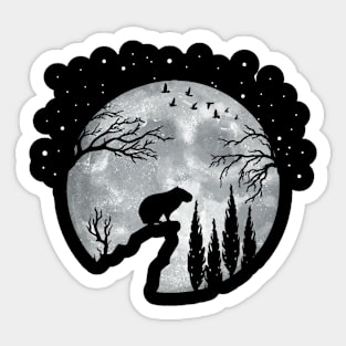 Capybara Slhouette Night Sky Sticker